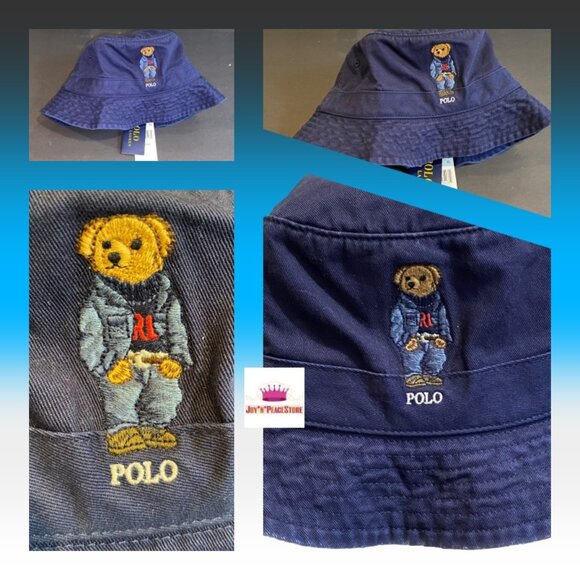 NWT Men's Women's Ralph Lauren Polo Bear 100% Cotton Twill Bucket Hat S/M/L/XL - Picture 1 of 5